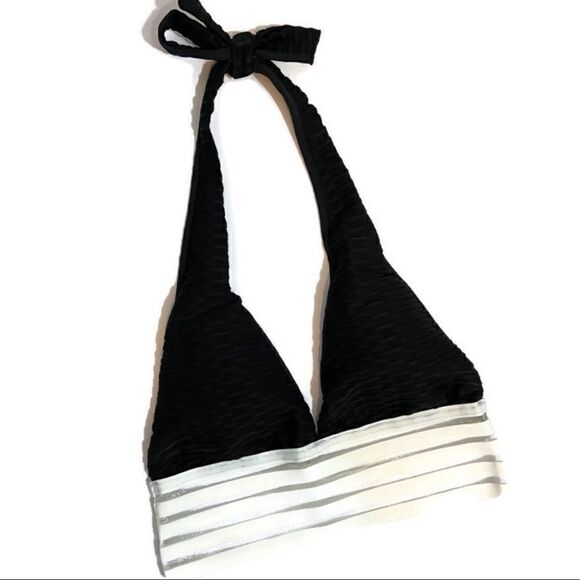 Black Honeycomb Pattern Halter Sports Bra Top - Picture 3 of 7